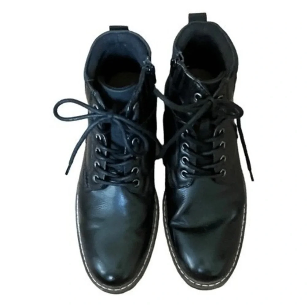 Sonoma‎ Goods For Life Garner Boots Black Faux Leather Lug Sole 8.5